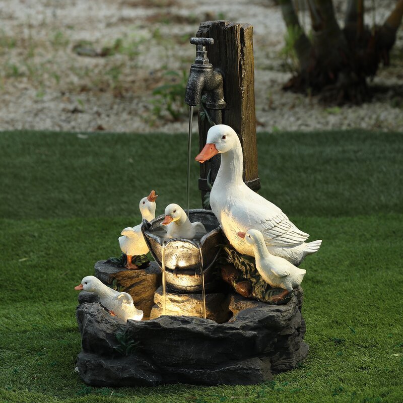 Duck Family Garden Statue Figurine