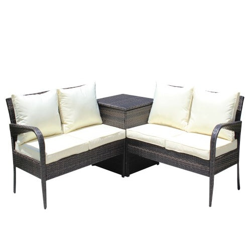 Outdoor Furniture Sofa Set With Storage Box Brown